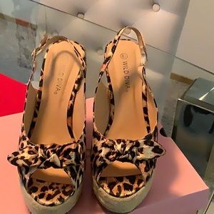 Leopard high heel sandals